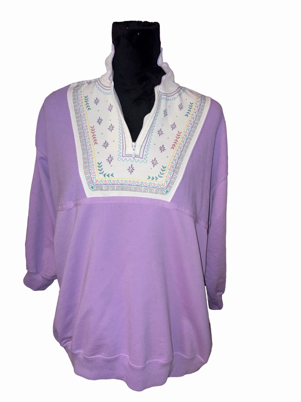 🆕💜Blast Lavender Embroidered Half Zip Sweatshirt Women’s 1X Plus